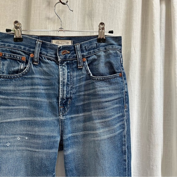 Madewell perfect vintage Jean medium indigo wash distressed raw hem size 25 - Picture 7 of 15